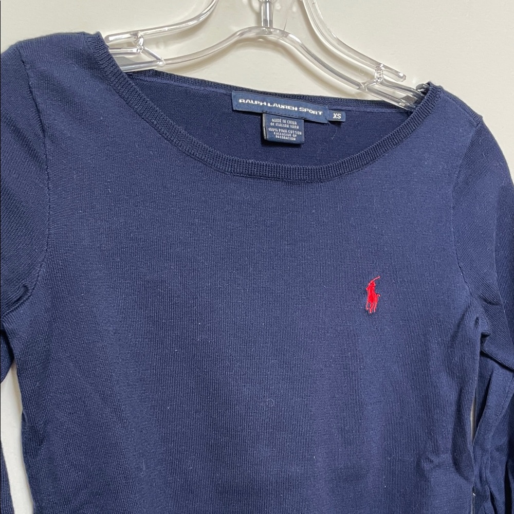 Ralph Lauren Navy Sweater with Red Pony Logo